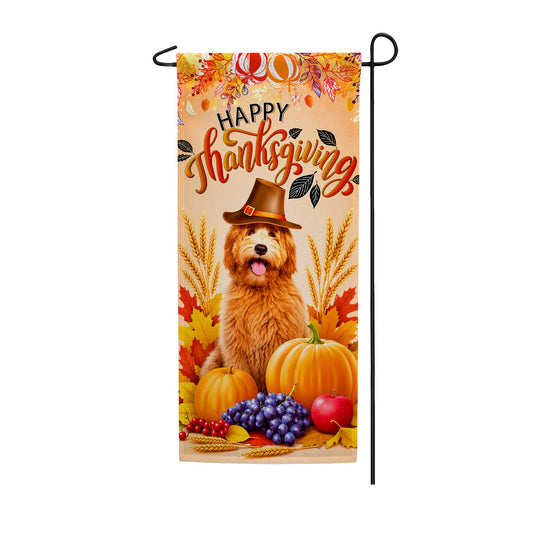 America Forever Goldendoodle Happy Thanksgiving Garden Banner Flag