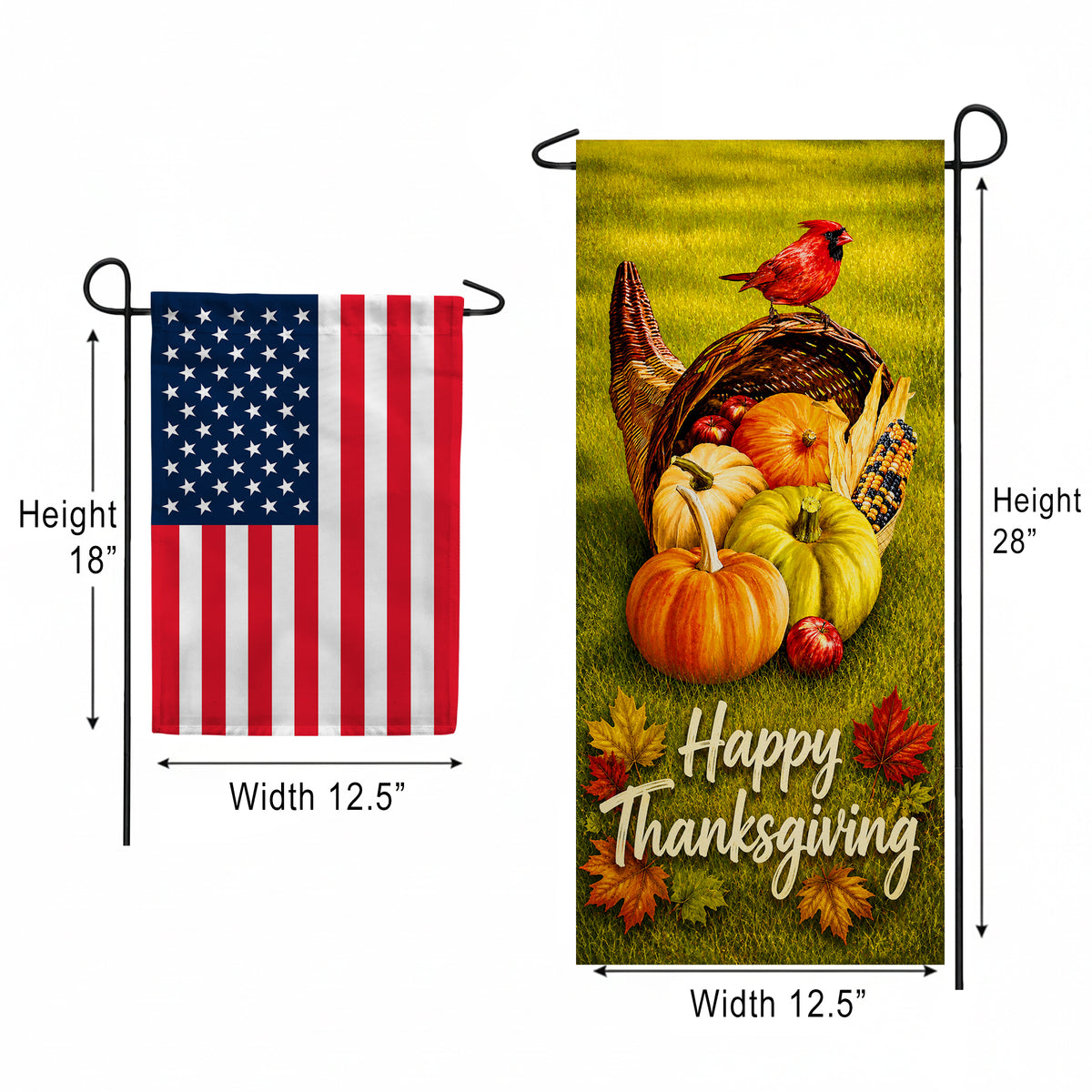 America Forever Cardinal Atop Cornucopia Garden Banner Flag