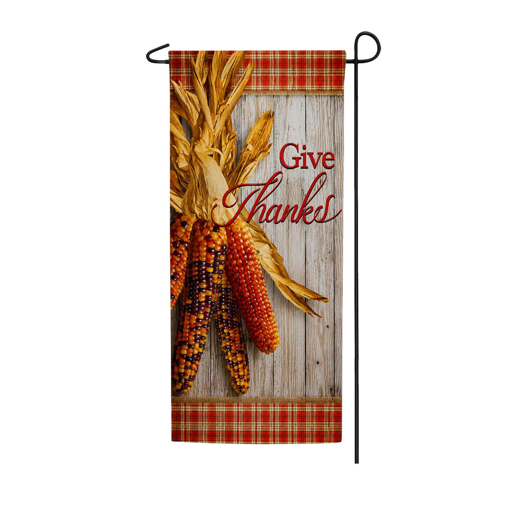 America Forever Give Thanks Indian Corn Garden Banner Flag 