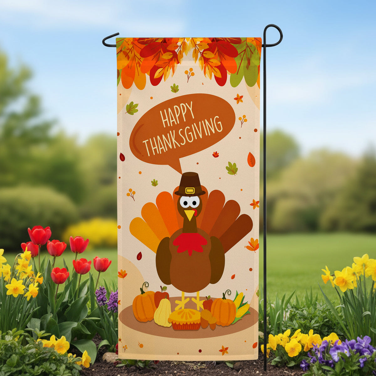 America Forever Time To Gobble Up! Garden Banner Flag