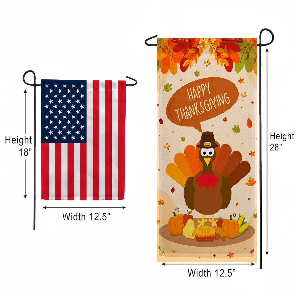 America Forever Time To Gobble Up! Garden Banner Flag