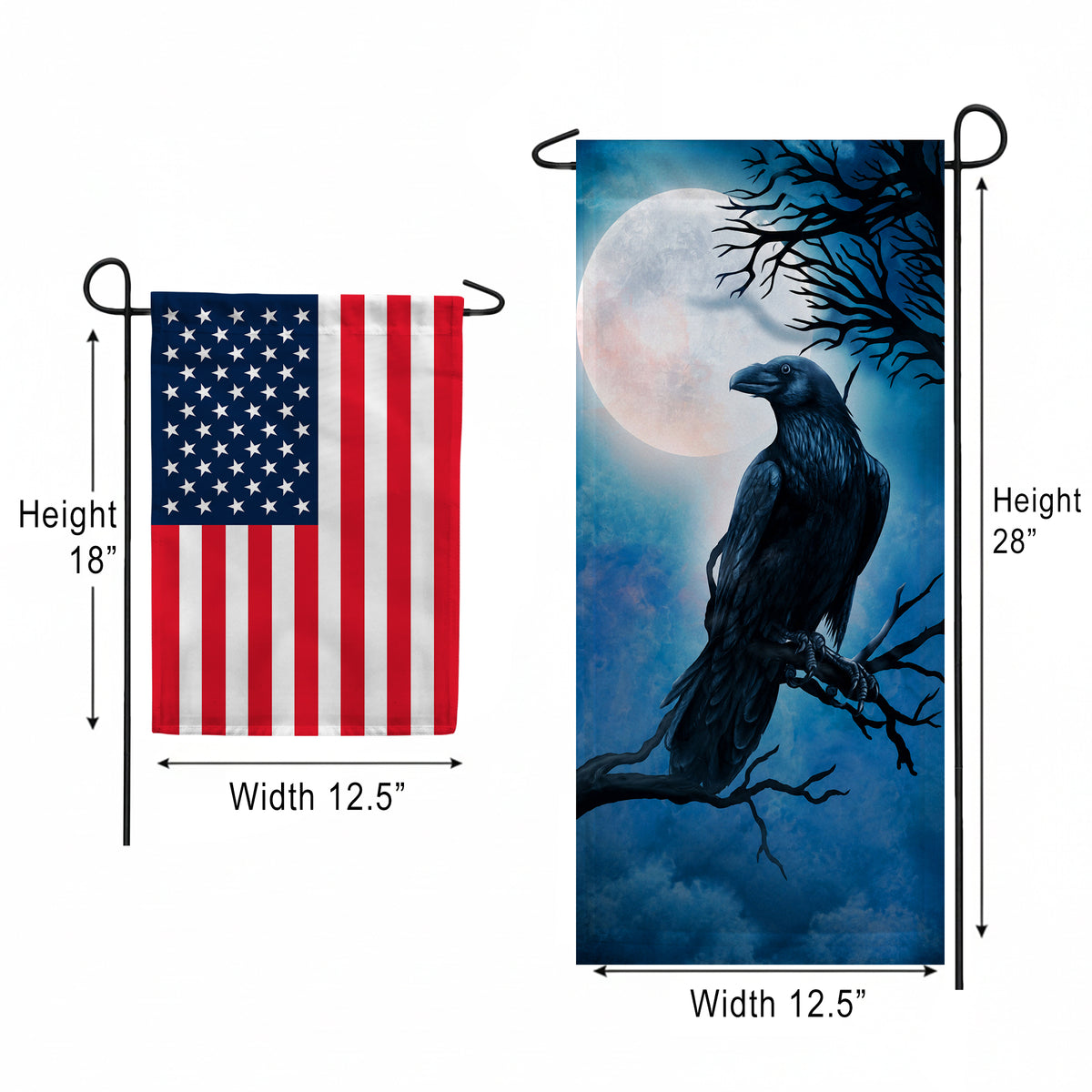 America Forever Raven In Moonlight Garden Banner Flag