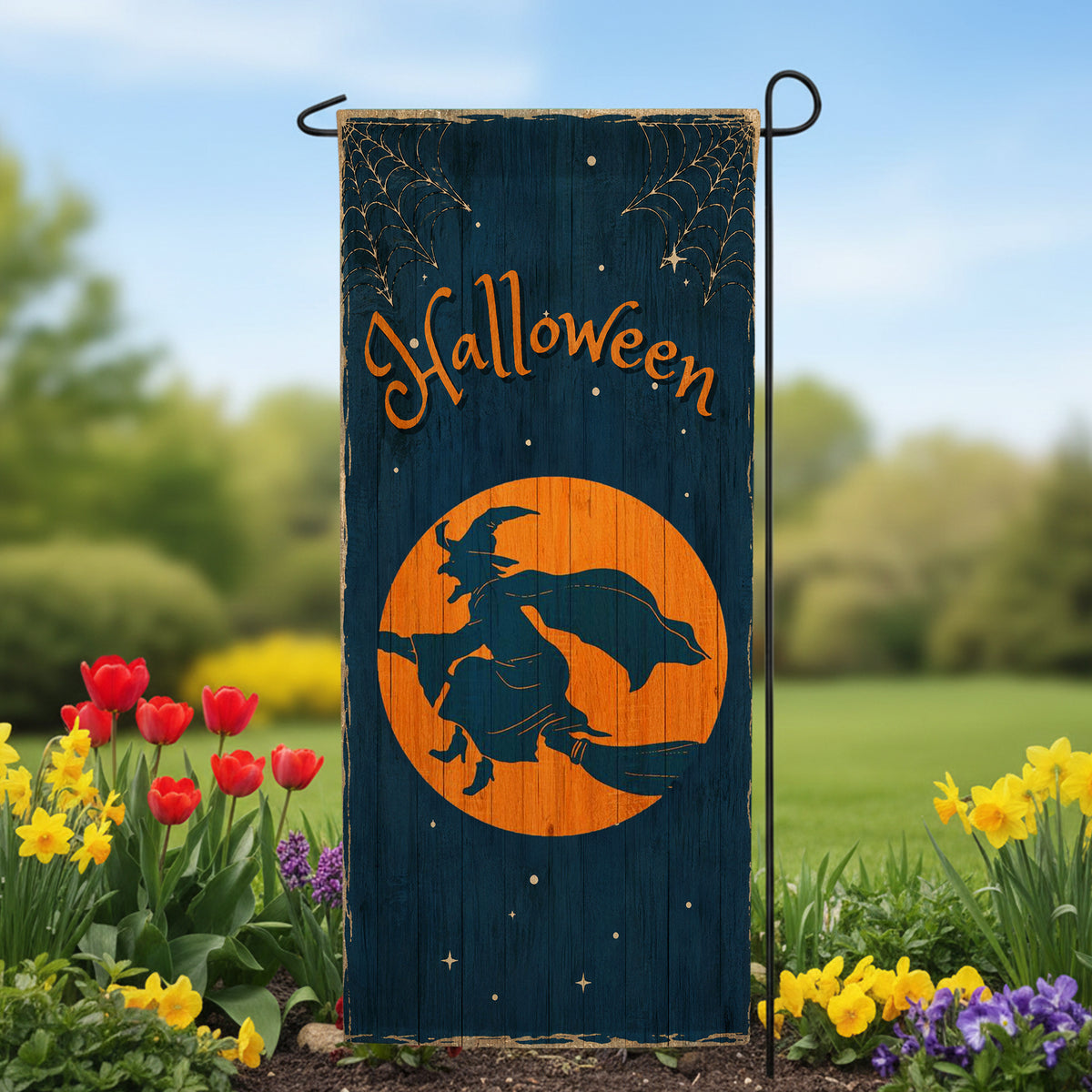 America Forever Halloween Witch Silhouette Garden Banner Flag