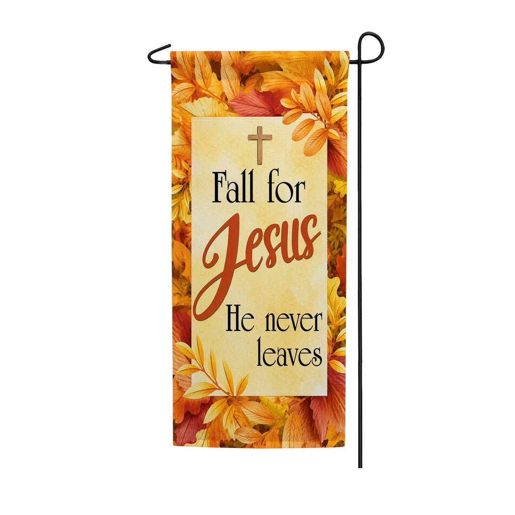 America Forever Fall For Jesus Leaf Border Garden Banner Flag