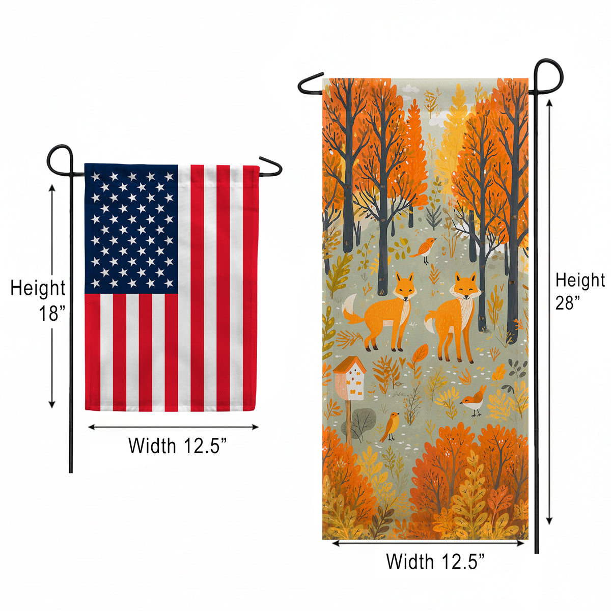 America Forever Foxes In Fall Forest Garden Banner Flag