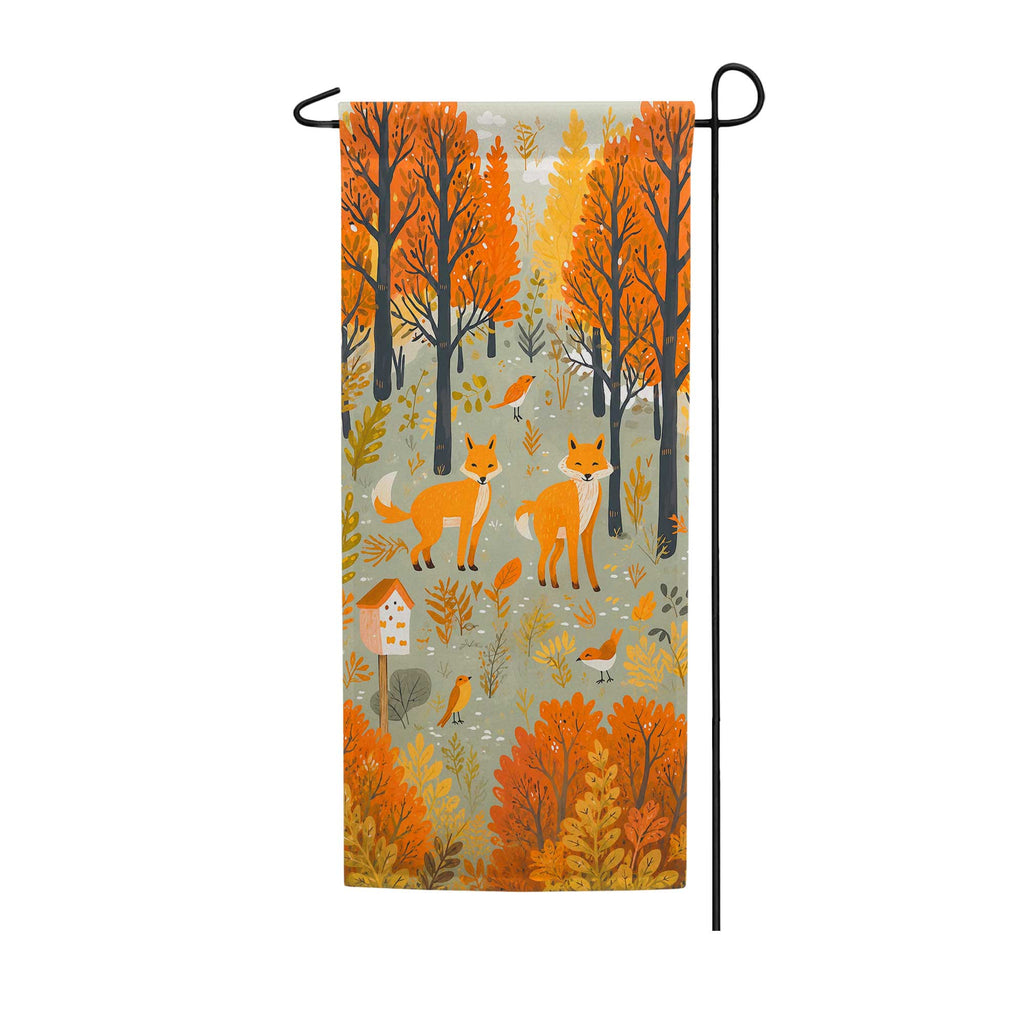 America Forever Foxes In Fall Forest Garden Banner Flag