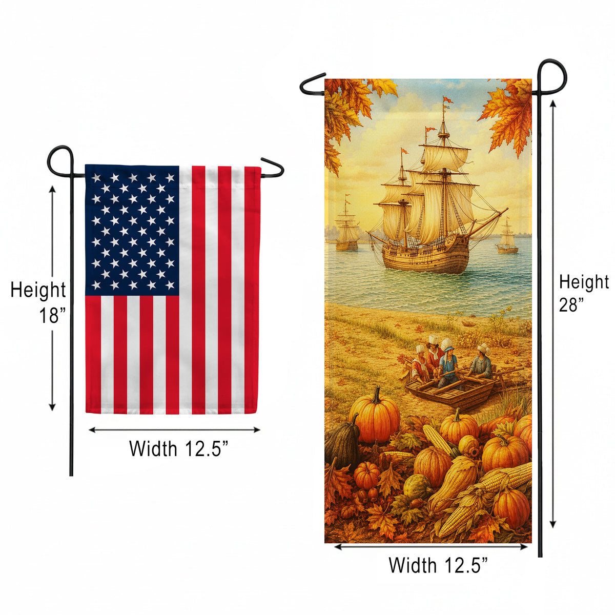 America Forever Pilgrim Arrival Garden Banner Flag