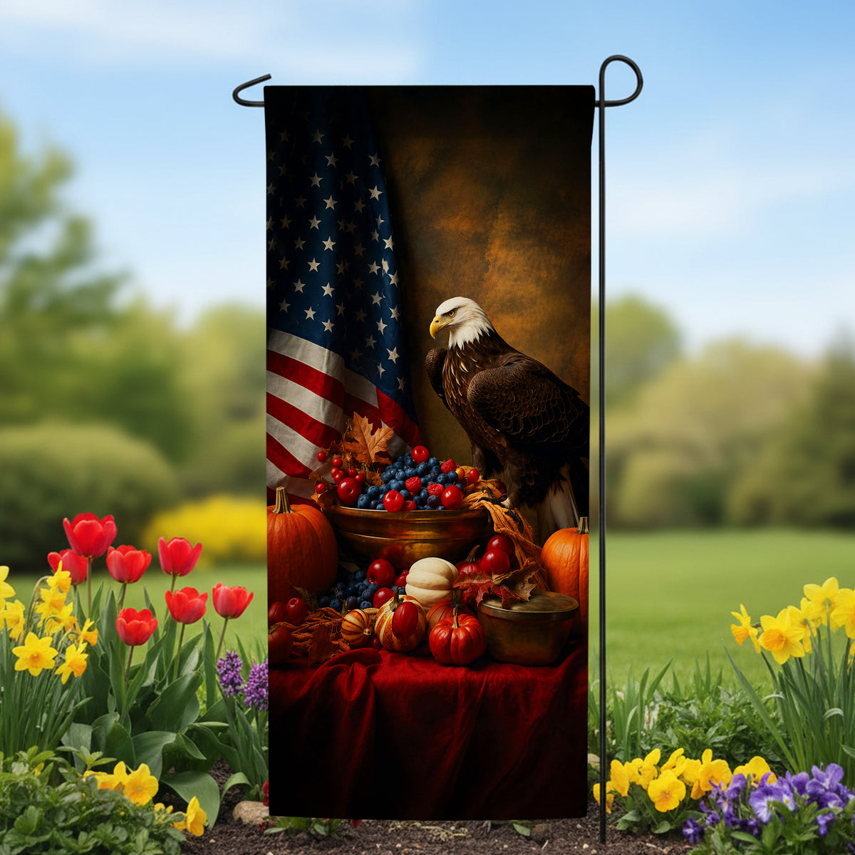 America Forever American Thanksgiving Garden Banner Flag