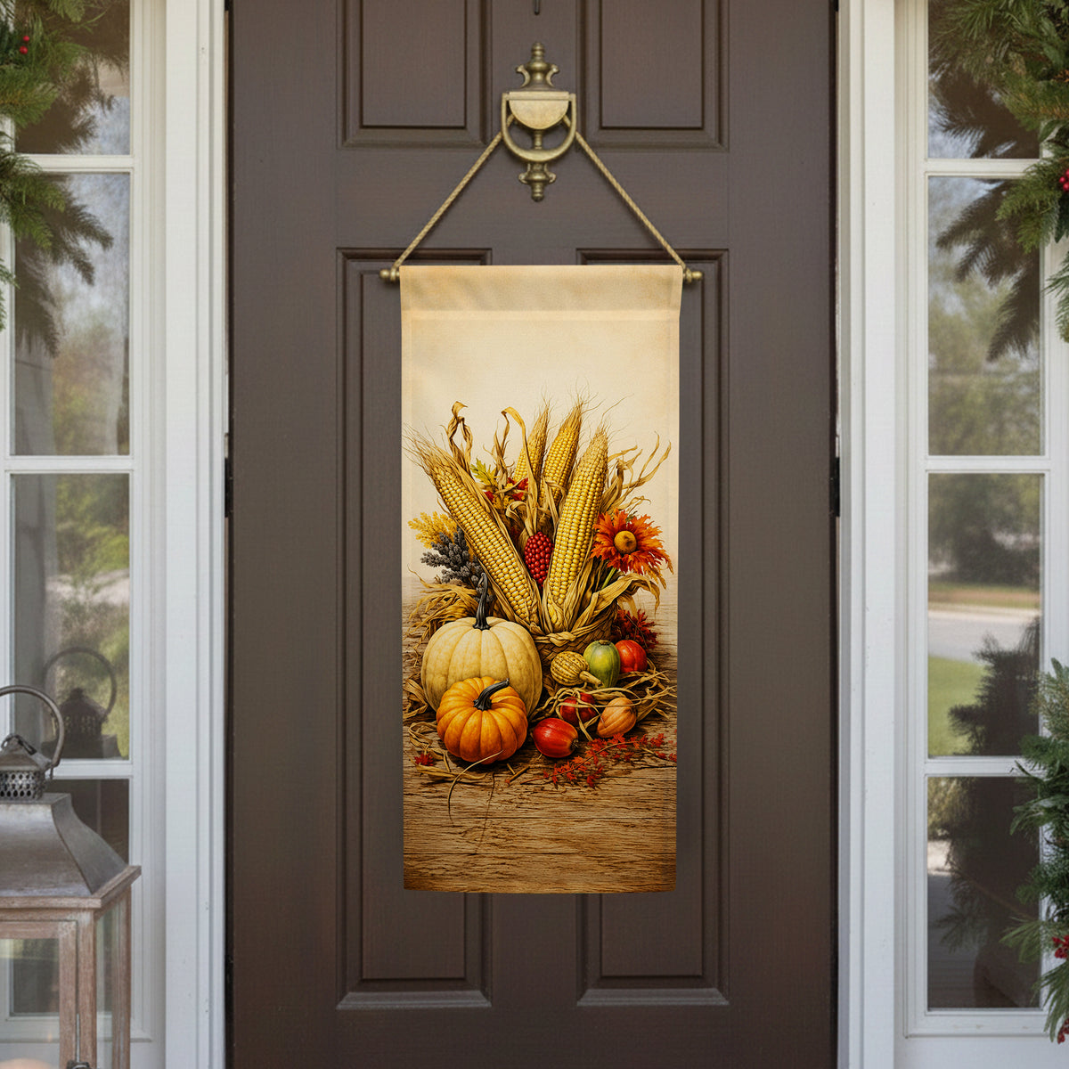 America Forever Fall Gourds And Corn Garden Banner Flag