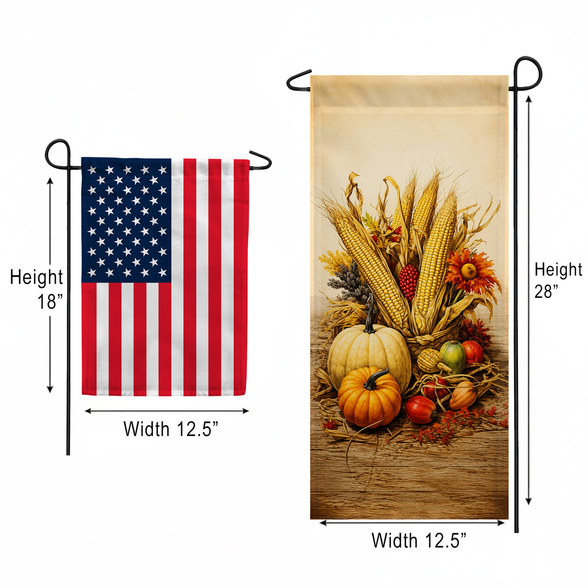 America Forever Fall Gourds And Corn Garden Banner Flag