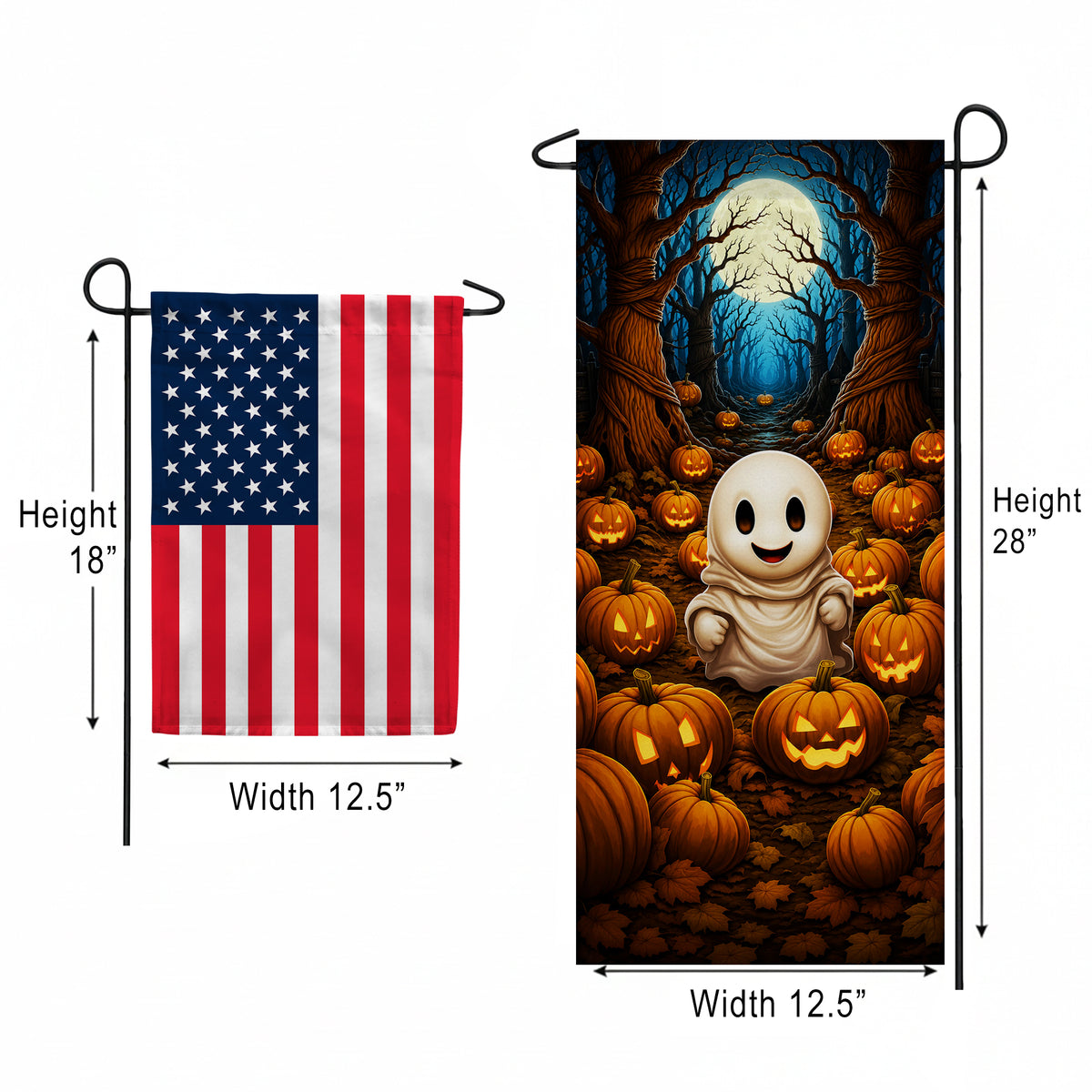 America Forever Little Happy Ghost Garden Banner Flag