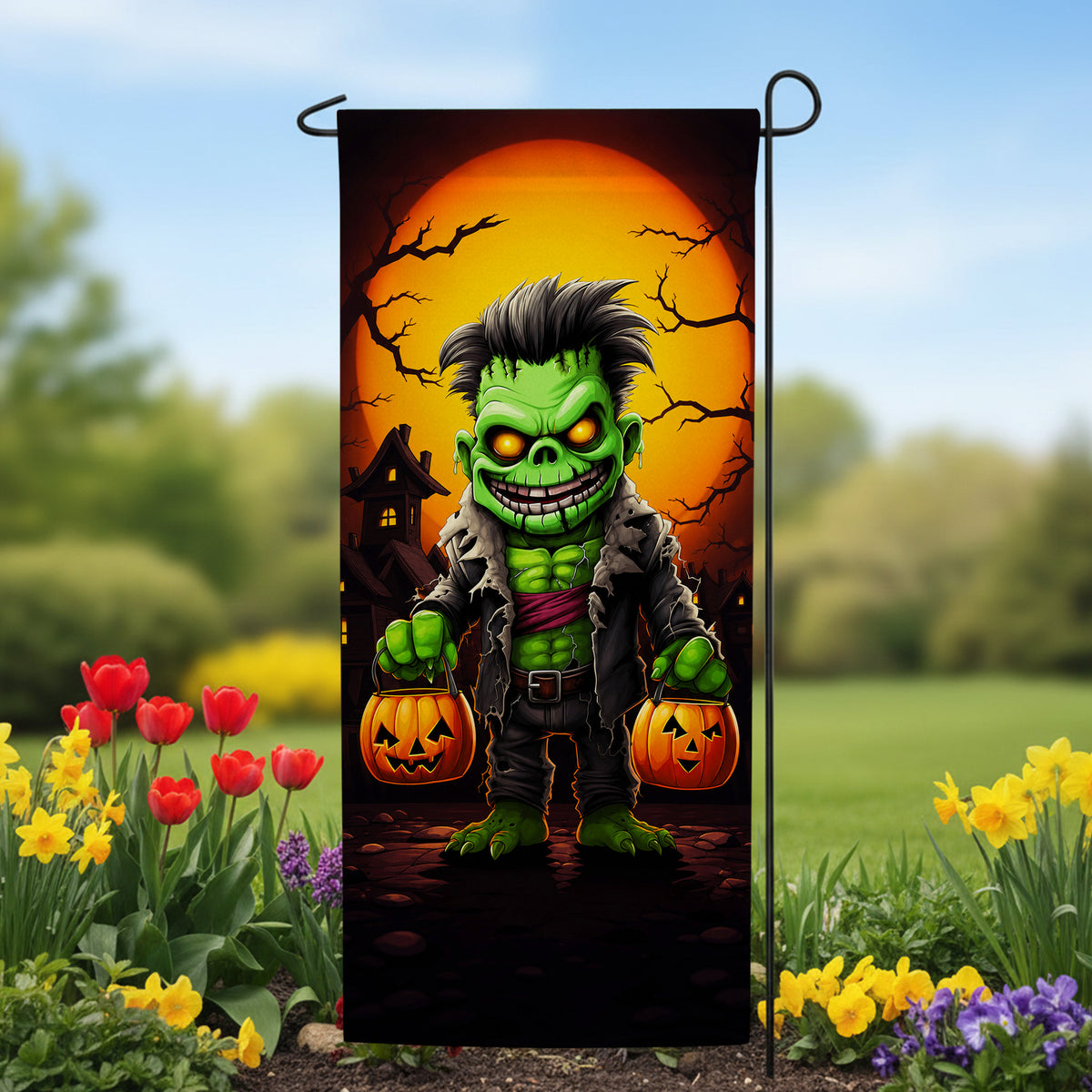 America Forever Little Frankie Goes Trick Or Treating Garden Banner Flag