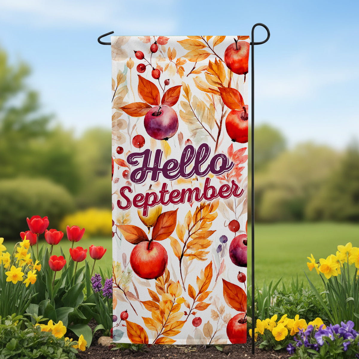 America Forever Hello September Colors Garden Banner Flag