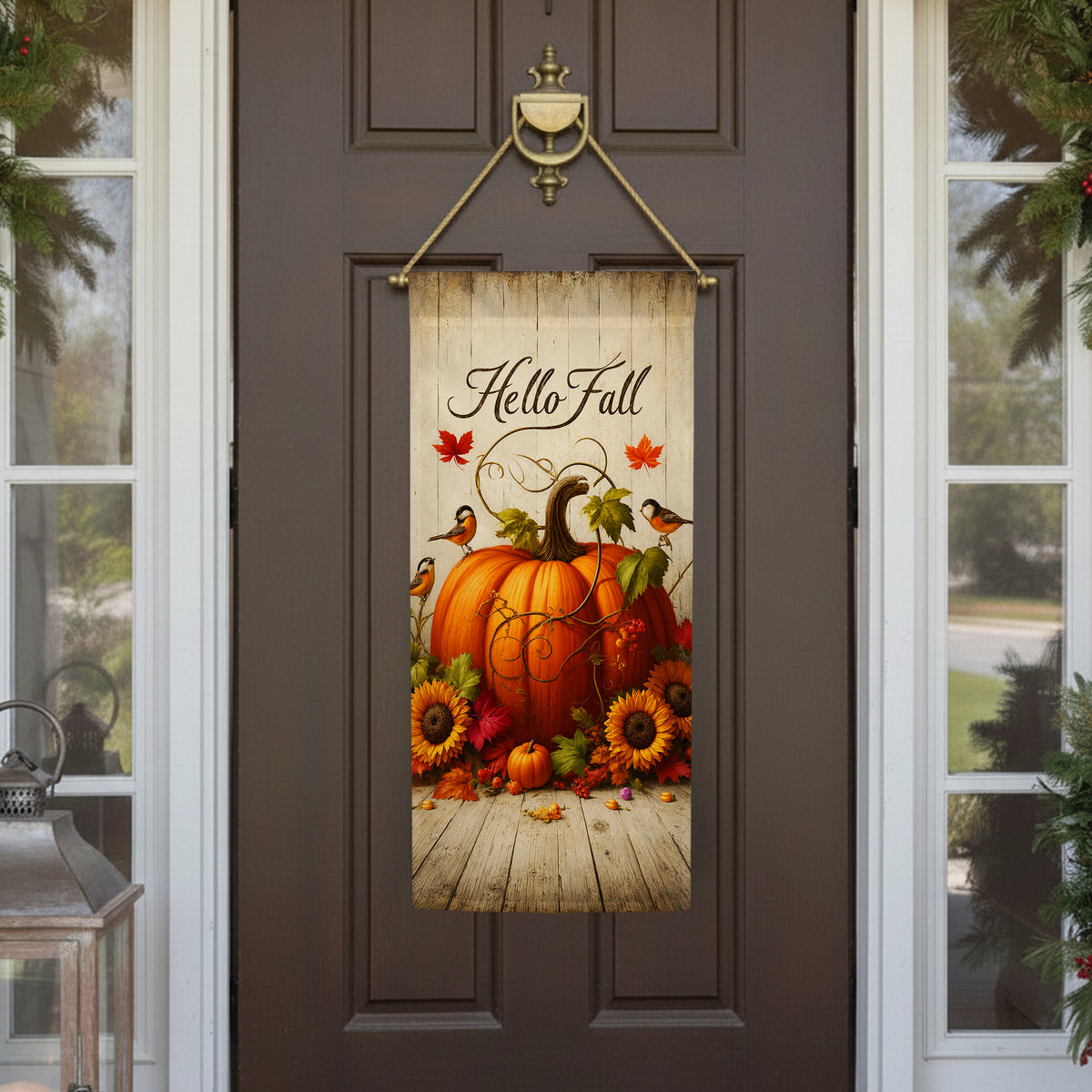 America Forever Autumn Pumpkin Welcome Garden Banner Flag