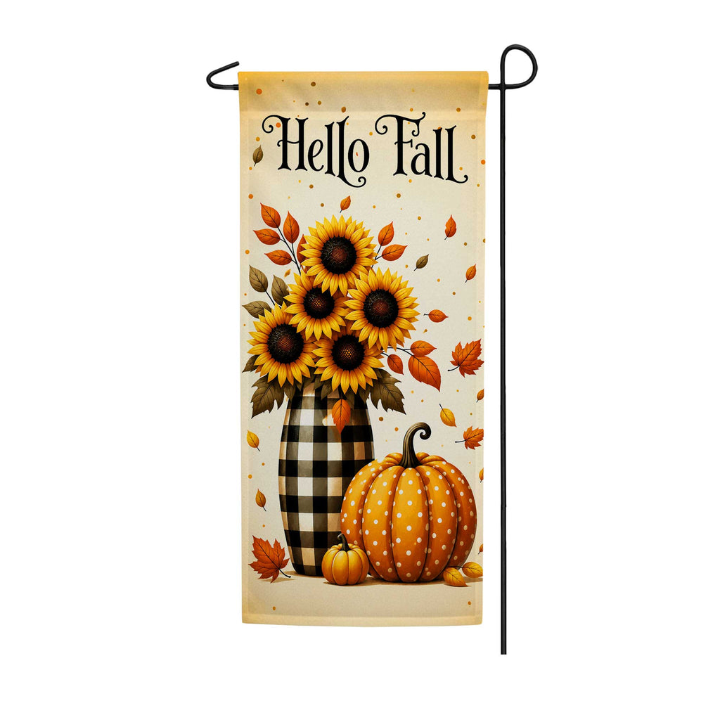 America Forever Hello Fall Sunflower Pumpkin Garden Banner Flag 