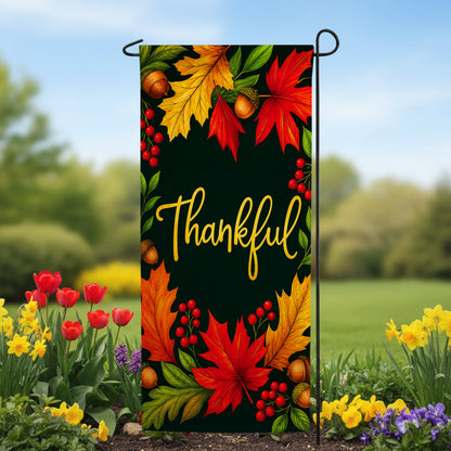 America Forever Thankful Leaves Garden Banner Flag