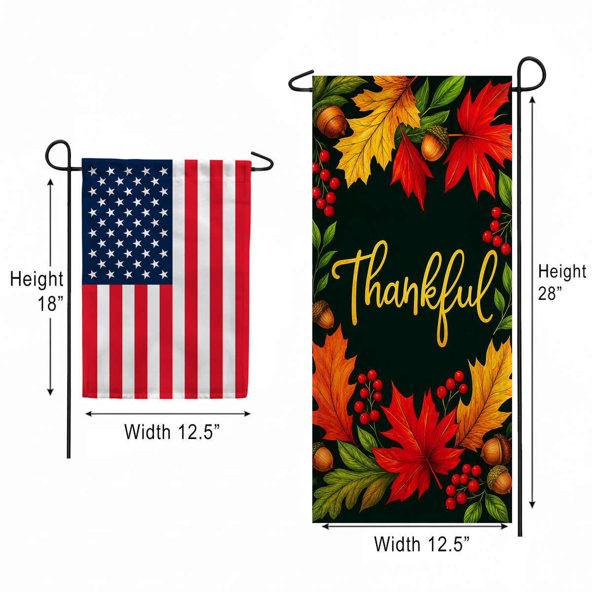 America Forever Thankful Leaves Garden Banner Flag