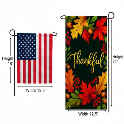 America Forever Thankful Leaves Garden Banner Flag