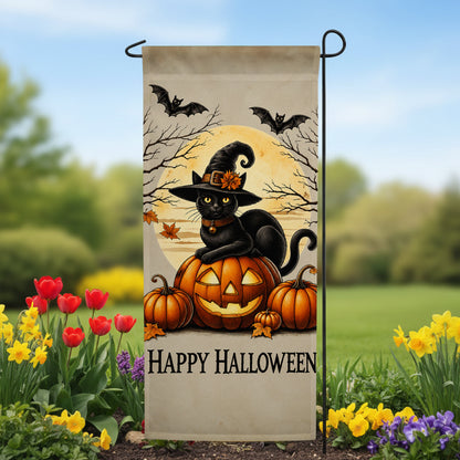 America Forever Happy Halloween Witch Cat Gaden Banner Flag