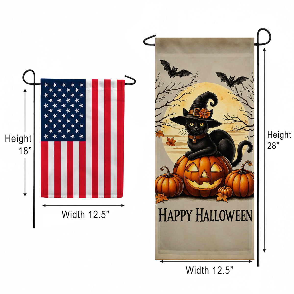 America Forever Happy Halloween Witch Cat Gaden Banner Flag