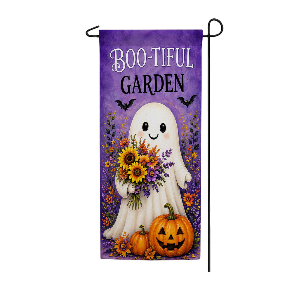 America Forever Boo-tiful Garden Ghost Floral Halloween Garden Banner Flag