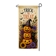 America Forever Trick or Treat Stacked Pumpkins Halloween Garden Banner Flag