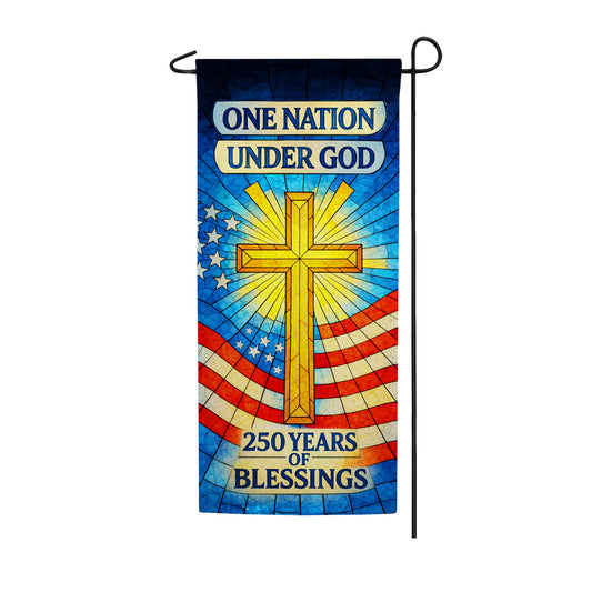 One Nation Under God 250 Years Double Sided Banner Garden Flag 12.5" x 28"