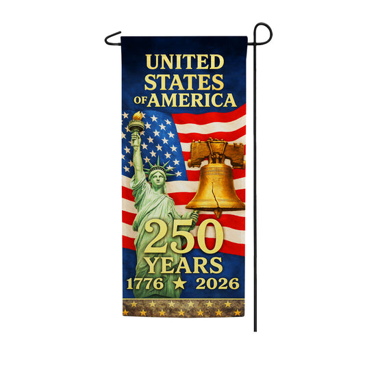 America 250th Anniversary Commemorative Double Sided Banner Garden Flag 12.5" x 28"