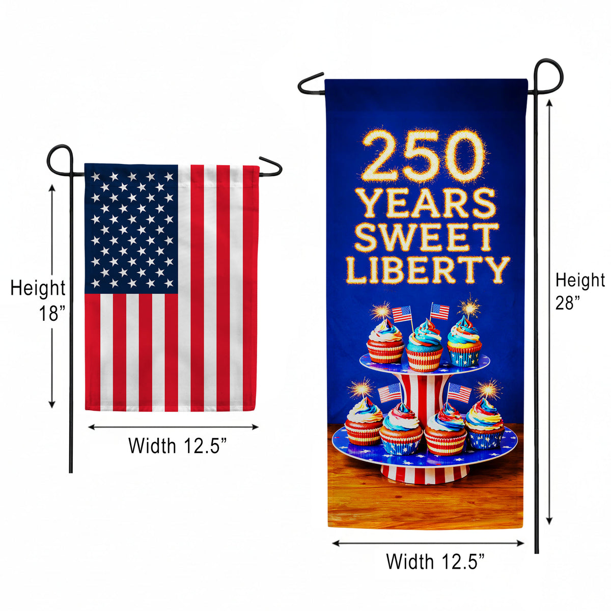 America Forever 250 Years Sweet Liberty Cupcakes Garden Banner Flag