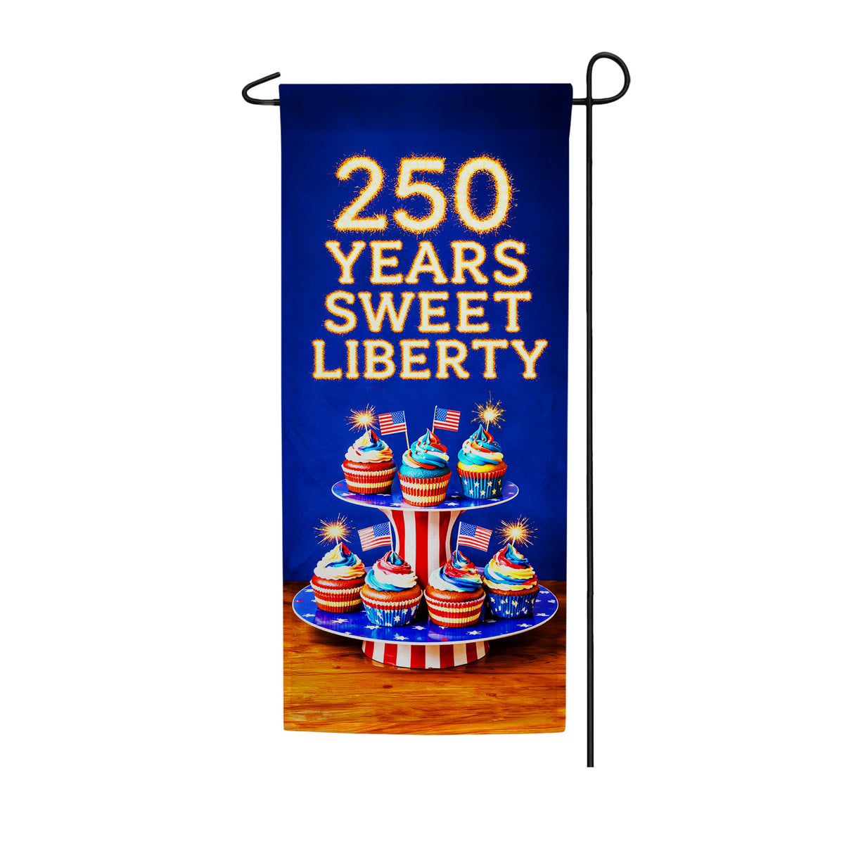 250 Years Sweet Liberty Cupcakes Double Sided Banner Garden Flag 12.5" x 28"