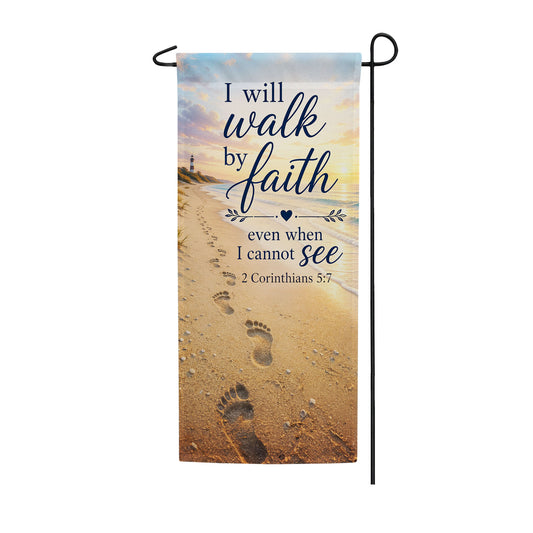 Walk by Faith Double Sided Banner Garden Flag 12.5" x 28"