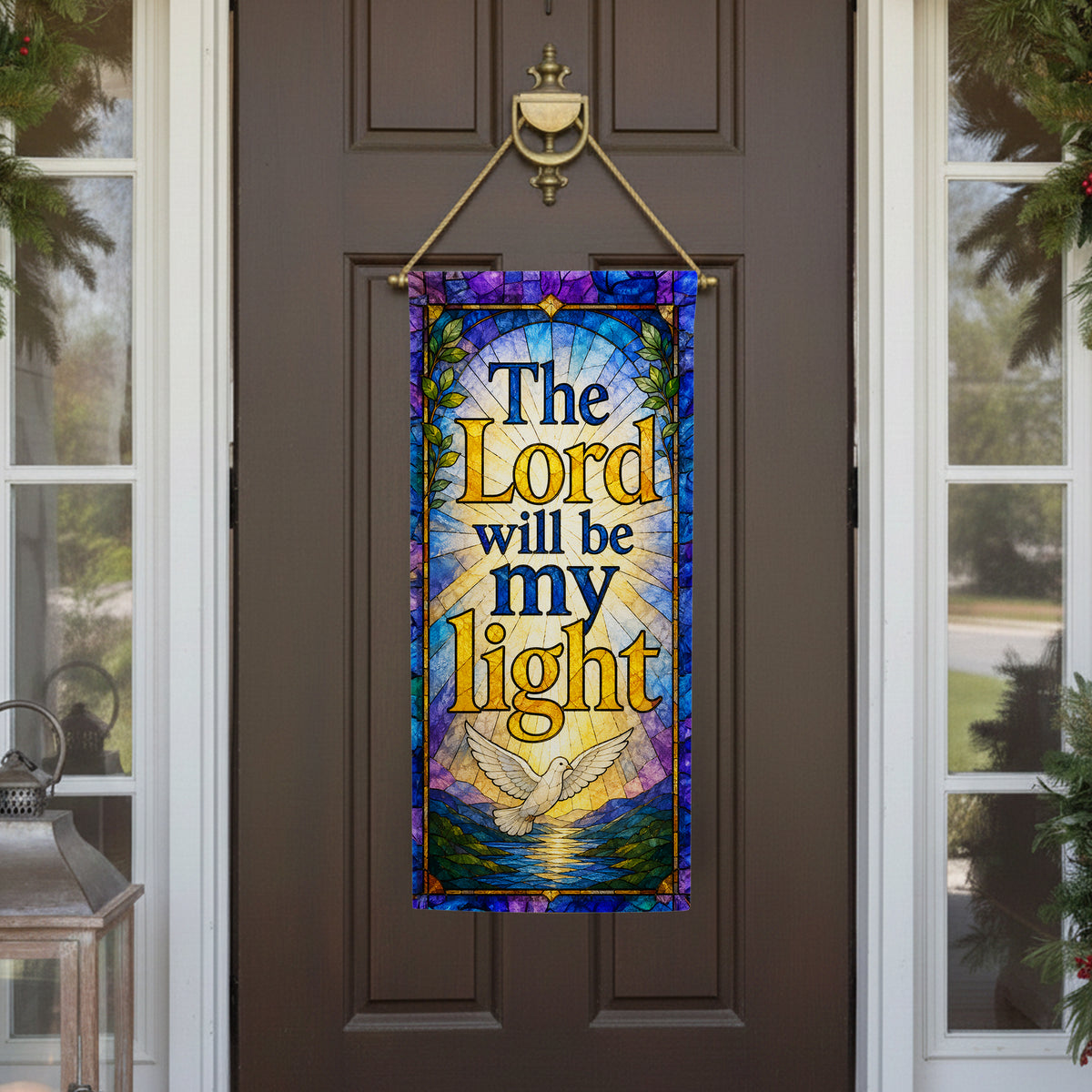 Stained Glass Lord Will Be My Light Garden Banner Flag