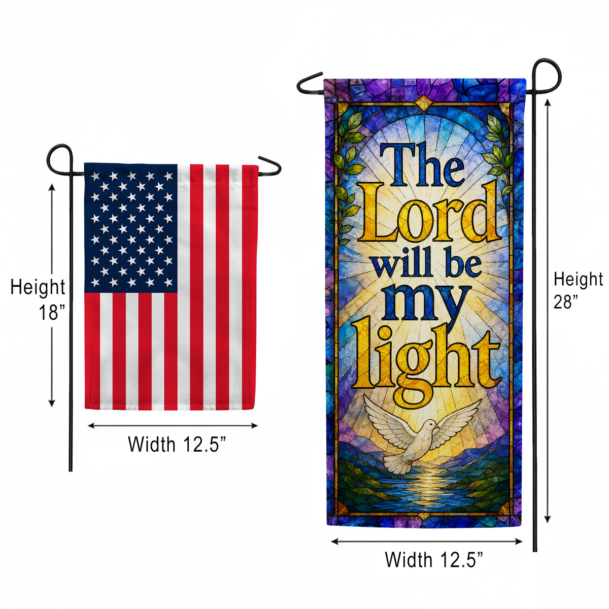 Stained Glass Lord Will Be My Light Garden Banner Flag
