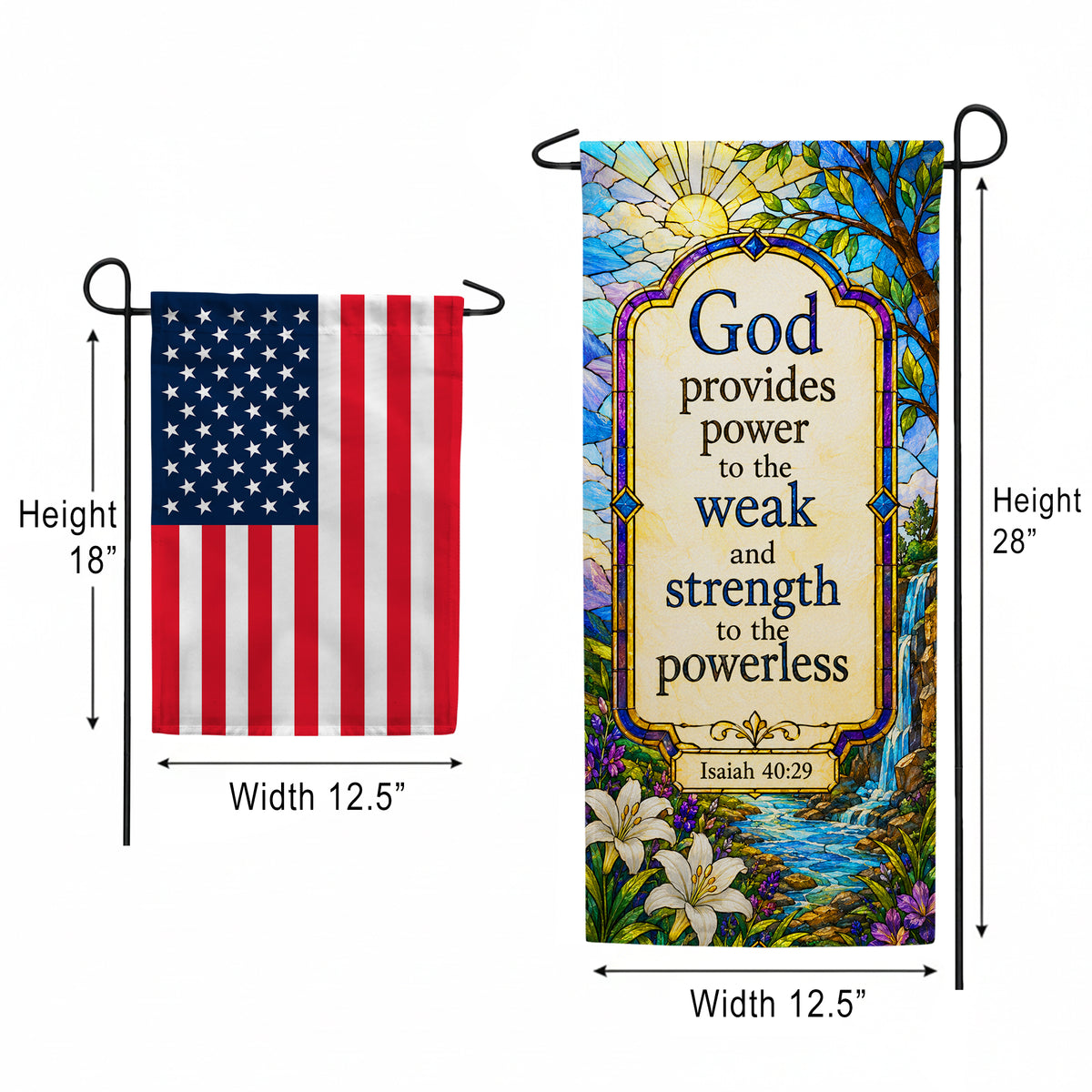 Isaiah 40:29 Stained Glass Religious Garden Banner Flag
