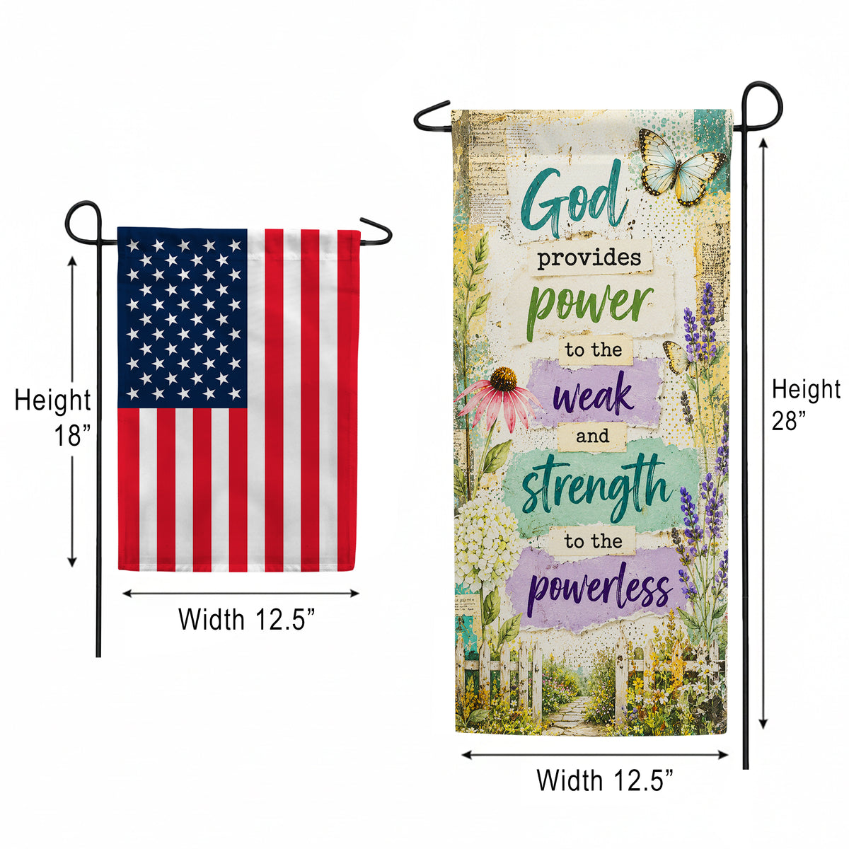 God Provides Power to the Weak Inspirational Garden Banner Flag