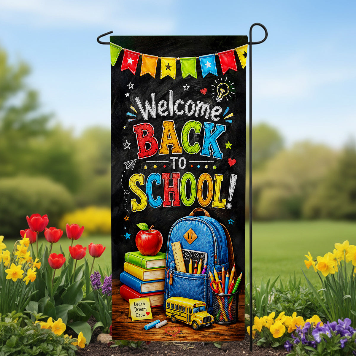 America Forever Welcome Back To School Garden Banner Flag