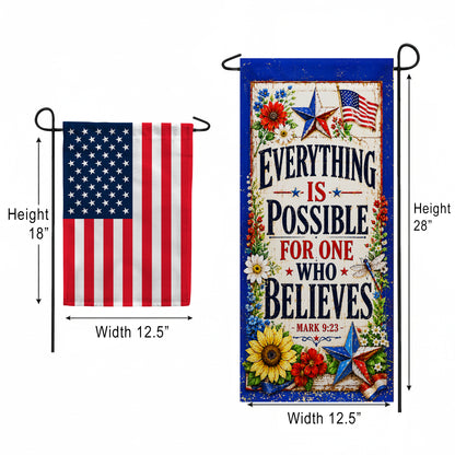 America Forever Everything Is Possible Patriotic Scripture Garden Banner Flag