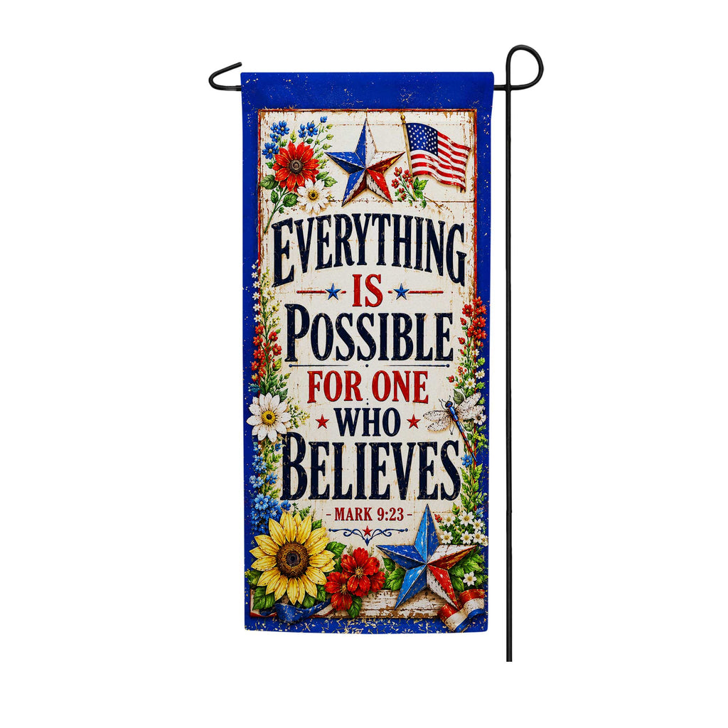America Forever Everything Is Possible Patriotic Scripture Garden Banner Flag