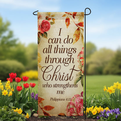 America Forever Christ Strengthens Me Garden Banner Flag