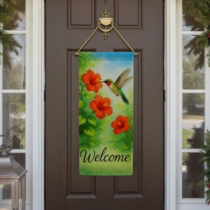 America Forever Welcome Hummingbird Hibiscus Garden Banner Flag