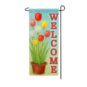 America Forever Welcome Spring Tulips Garden Banner Flag
