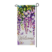 America Forever Welcome Wisteria Dragonfly Garden Banner Flag