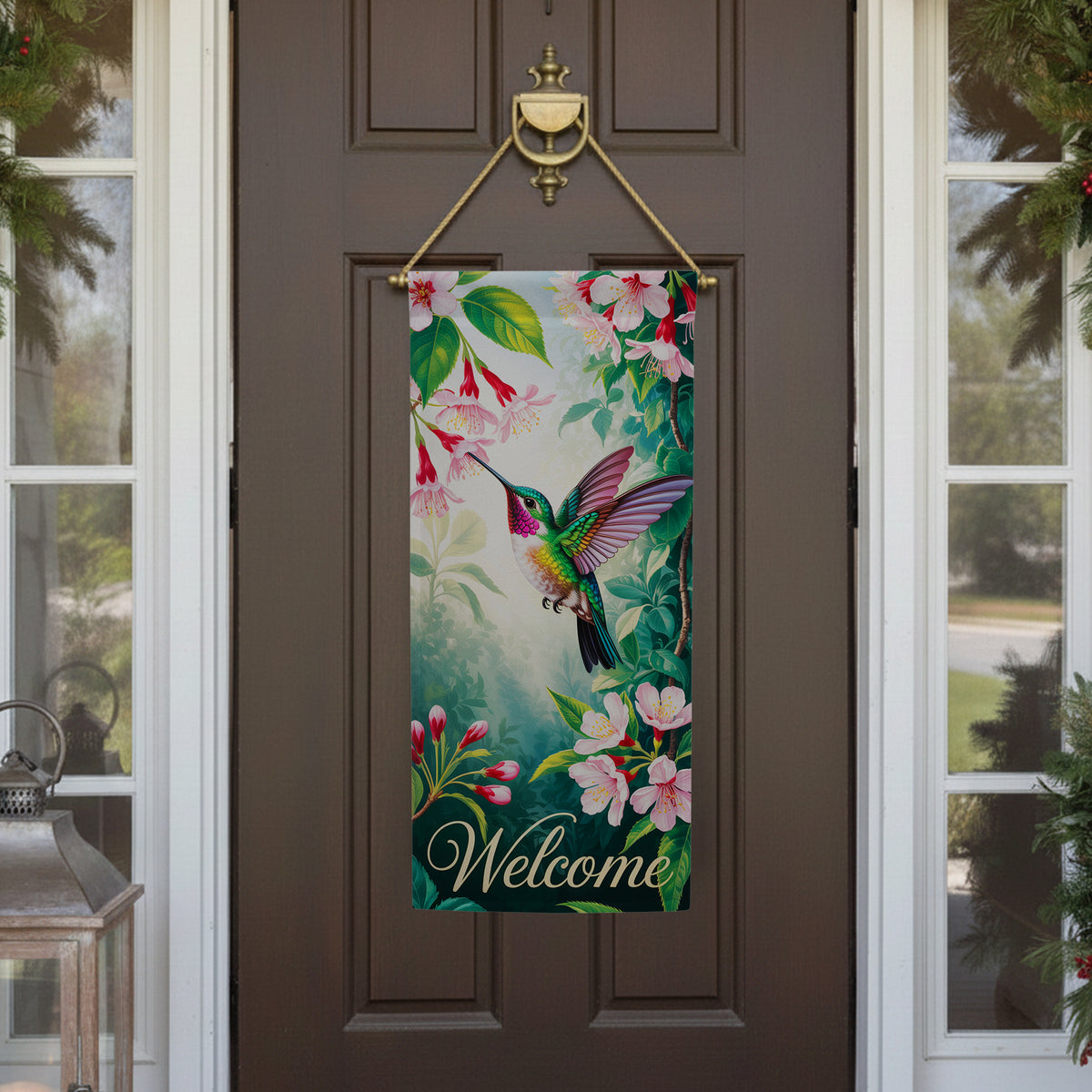America Forever Welcome Hummingbird Fuchsia Garden Banner Flag
