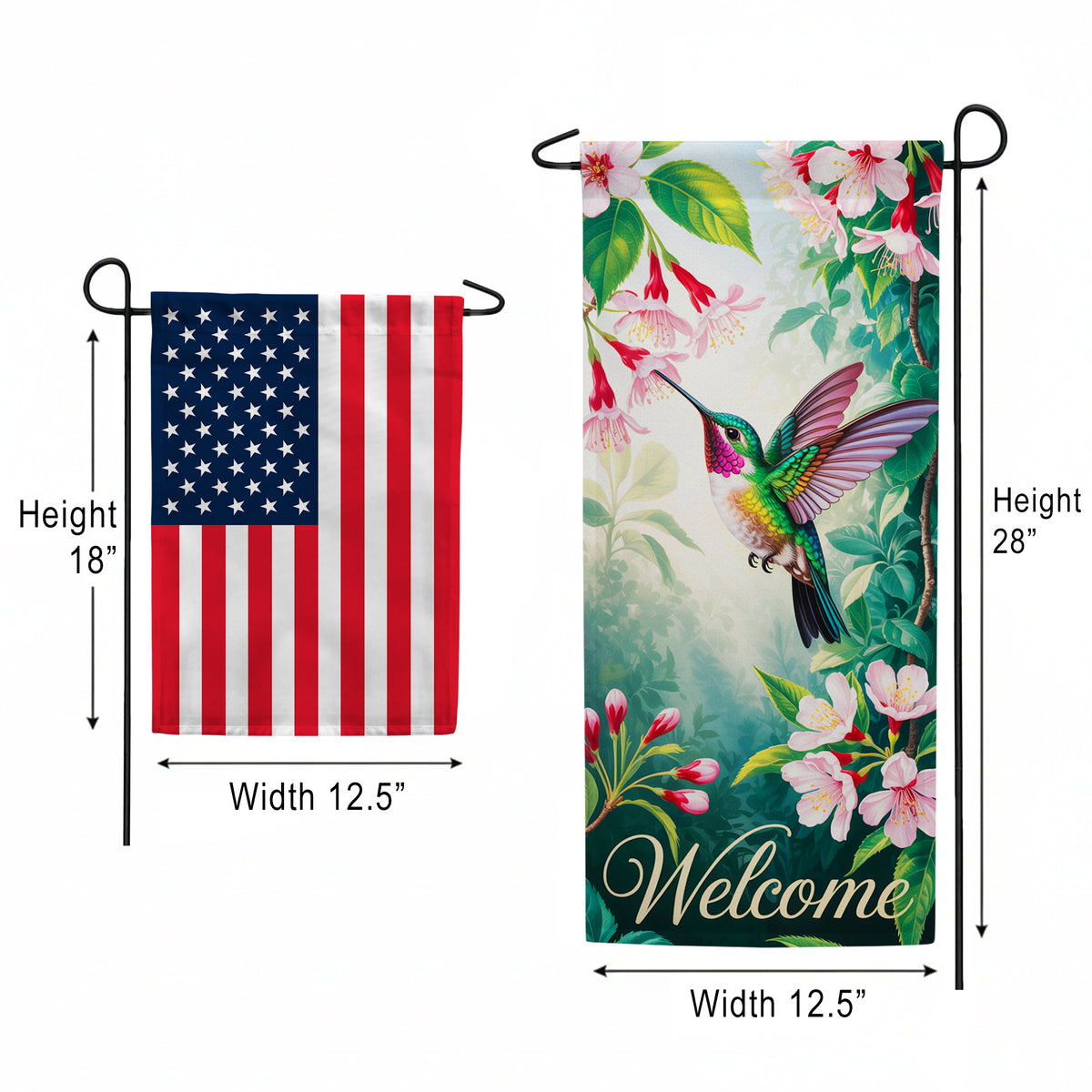 America Forever Welcome Hummingbird Fuchsia Garden Banner Flag