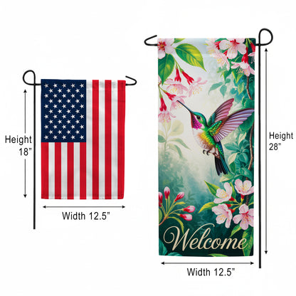 America Forever Welcome Hummingbird Fuchsia Garden Banner Flag