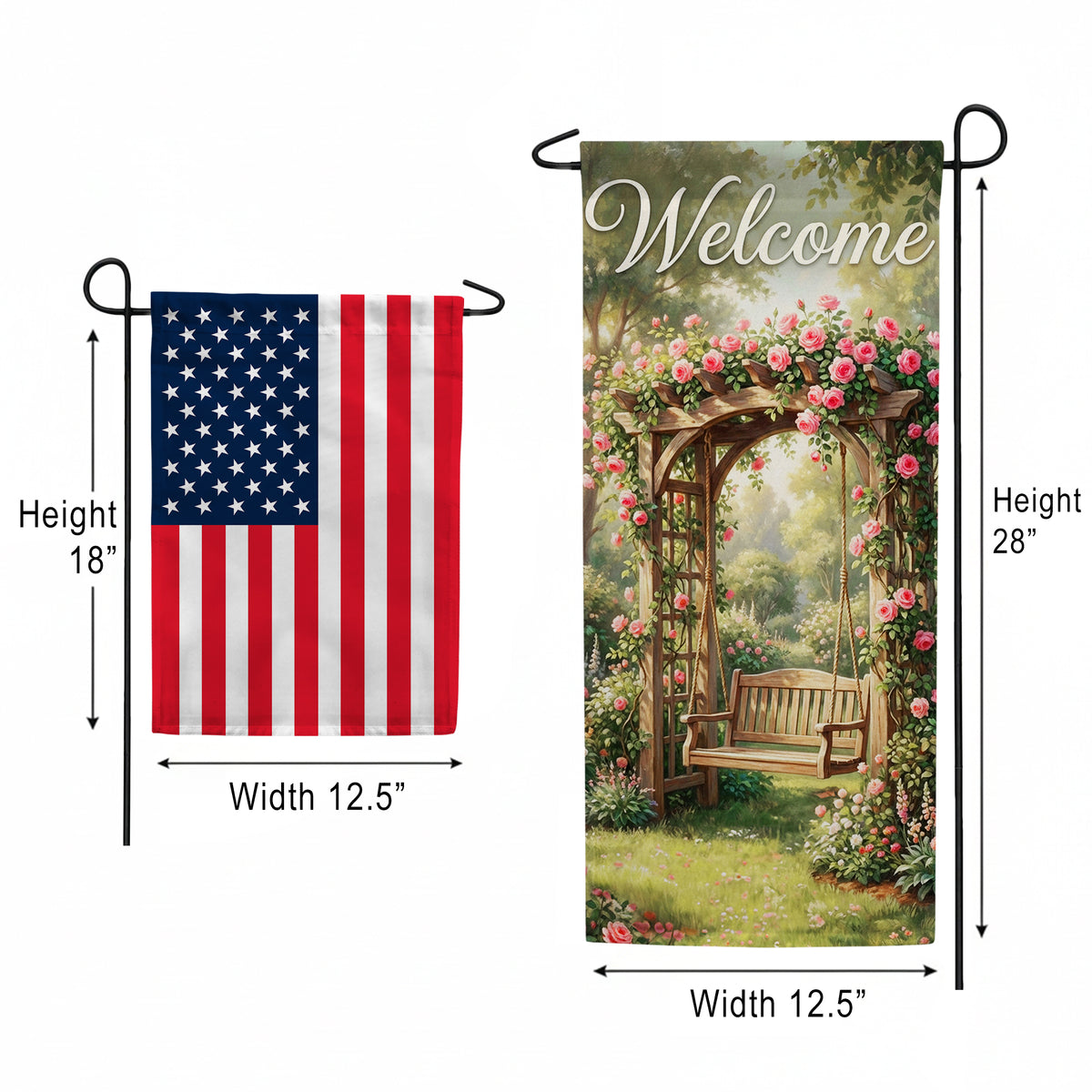 America Forever Welcome Rose Garden Arbor Garden Banner Flag