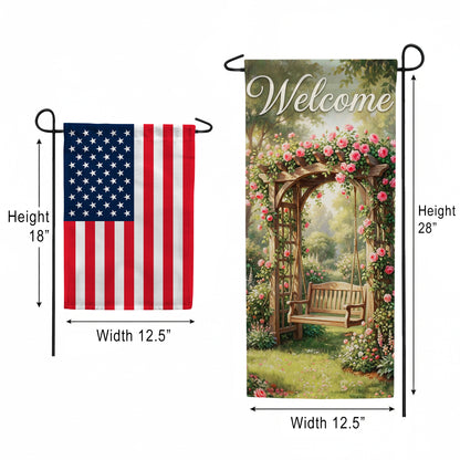 America Forever Welcome Rose Garden Arbor Garden Banner Flag