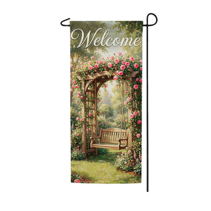 America Forever Welcome Rose Garden Arbor Garden Banner Flag
