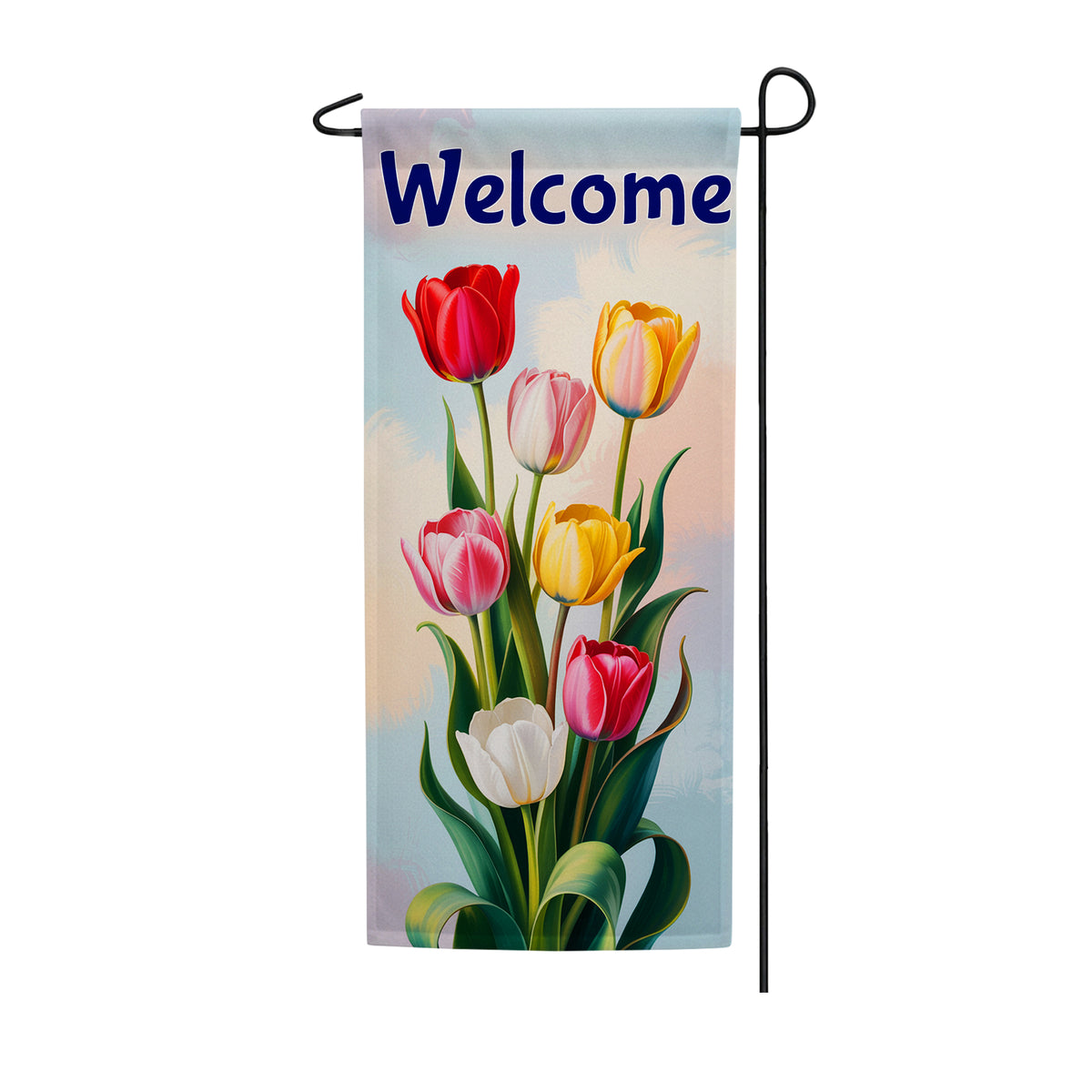America Forever Welcome Spring Tulips Garden Banner Flag