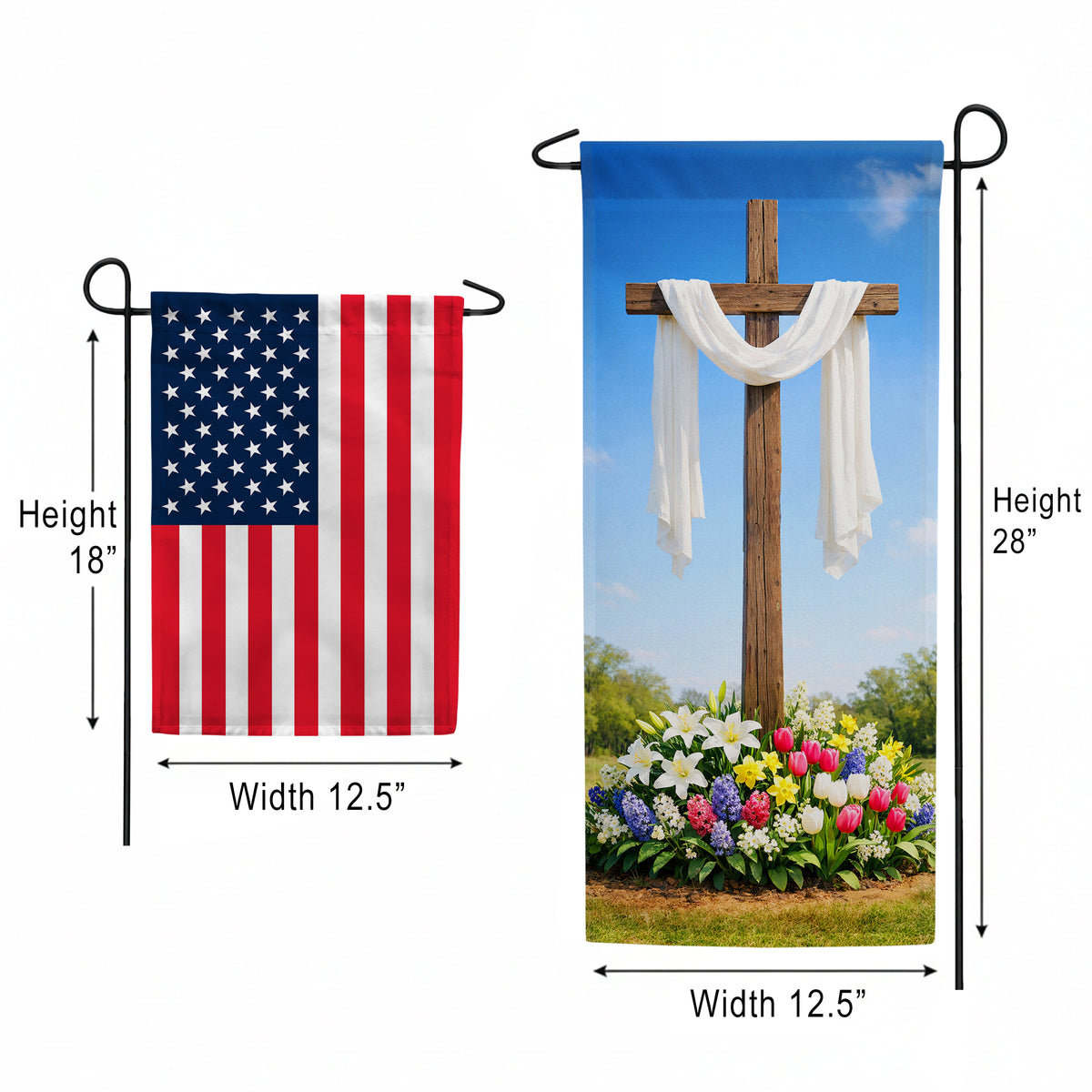America Forever Easter Cross & Spring Flowers Garden Banner Flag